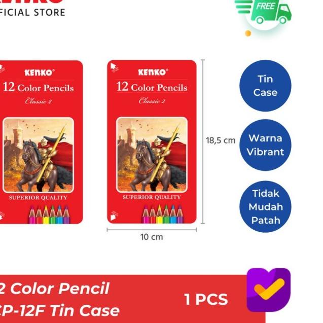 

(3BT6-A SOS Pensil Warna KENKO 12 Warna Panjang Tin Case / Pensil Mewarnai/Coloring Pencil 144ဣ