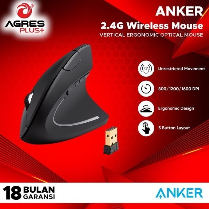 ANKER Wireless Vertical Ergonomic Mouse Super DPI A7852