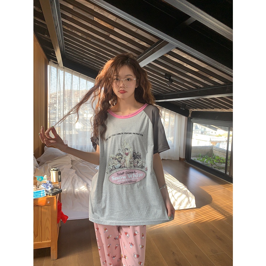 ○▥stelan baju tidur wanita xinbangbang homedress 2023 new cartoon short-sleeve pyjamas can be used outer comfortable casual home clothes women #COD baju tidur wanita bahan kaos