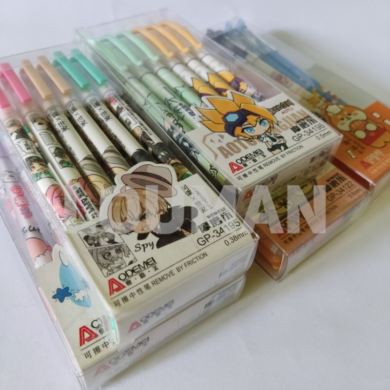 

12 PCS Pen Hapus Gel Pen Erasable Aodemei Pulpen Hapus Karakter Lucu Animasi Fancy Odemei