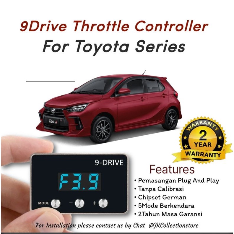 9 Drive Throttle Controller Toyota Agya 1.2 Series Remap Piggyback 9Drive