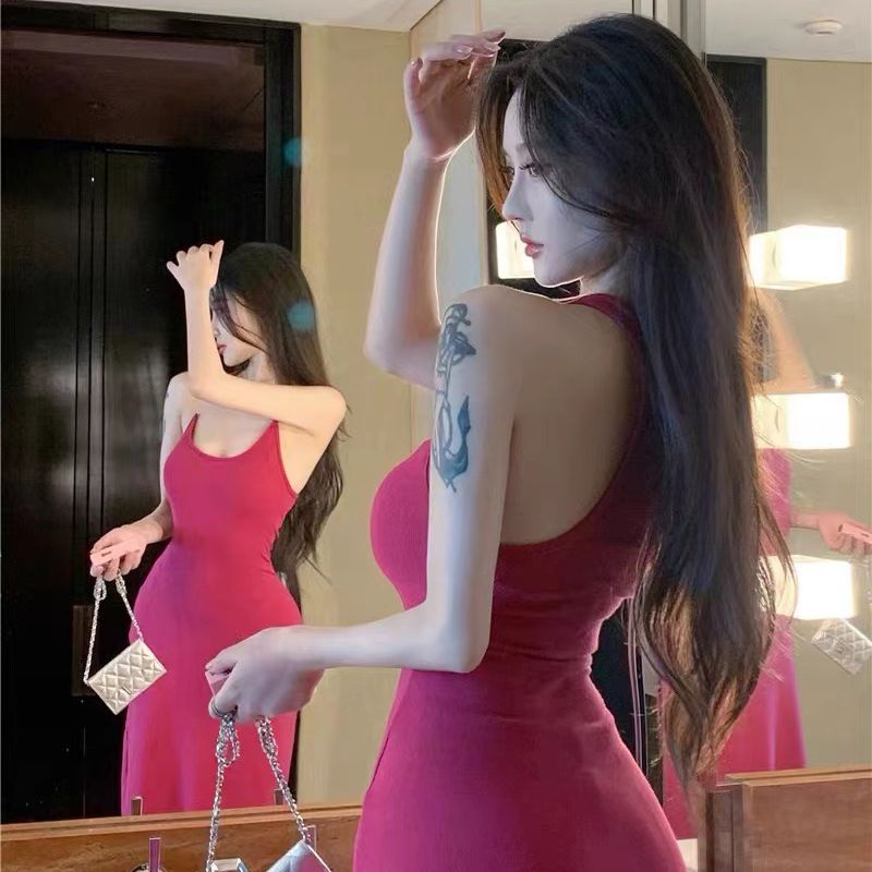 Xiacnee Rok Tidak Terlihat, Rok Suspender Ajaib Dislokasi Visual midi dress korea dress wanita terba