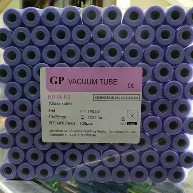 Model Baru Tabung edta 3ml kaca merk gp / edta / tabung edta / tabung darah / edta 3ml kaca ,,