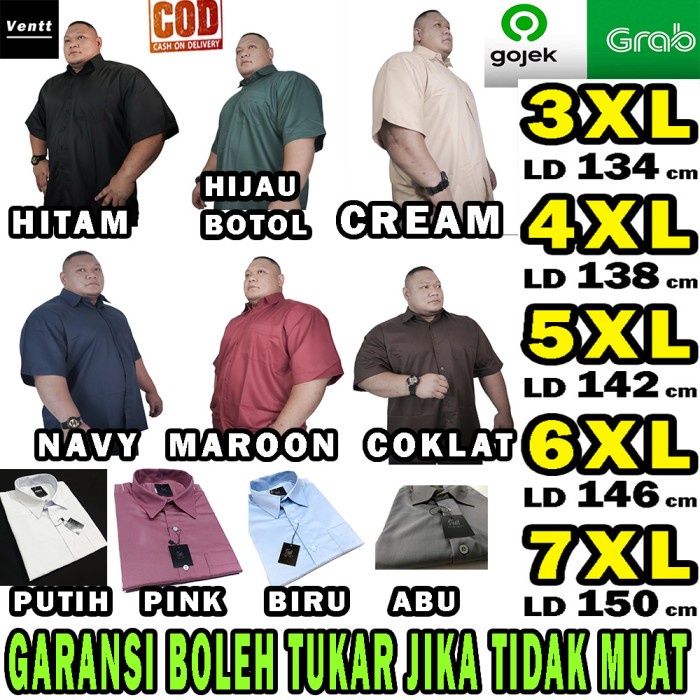 kemeja pria kemeja hem pria jumbo big size cowok 3xl 4xl 5xl 6xl pendek ventt - Abu-abu, 4XL(N2J9) k