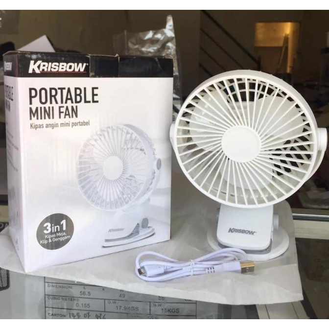 +++++] Portable Clip Fan / Emergency Fan Krisbow - Kipas Angin Mini dgn Clip