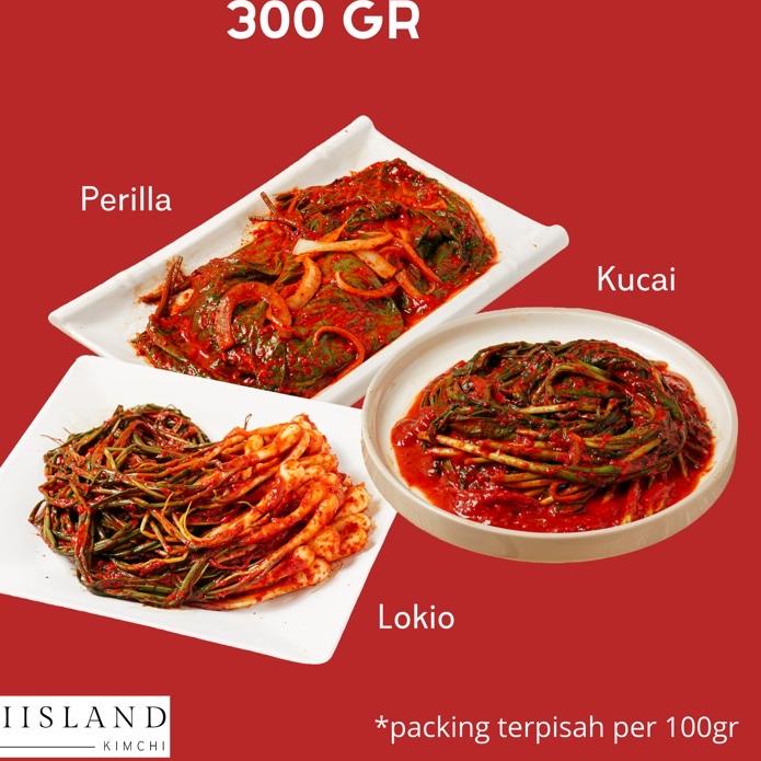 

Terbaru dan terlaris Kimchi Mix 3 Special 300 gram (Perilla, Kucai, Lokio) !!