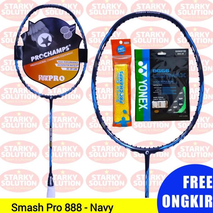 Raket PROCHAMPS SMASH PRO 888 Bulutangkis Badminton Original - Navy