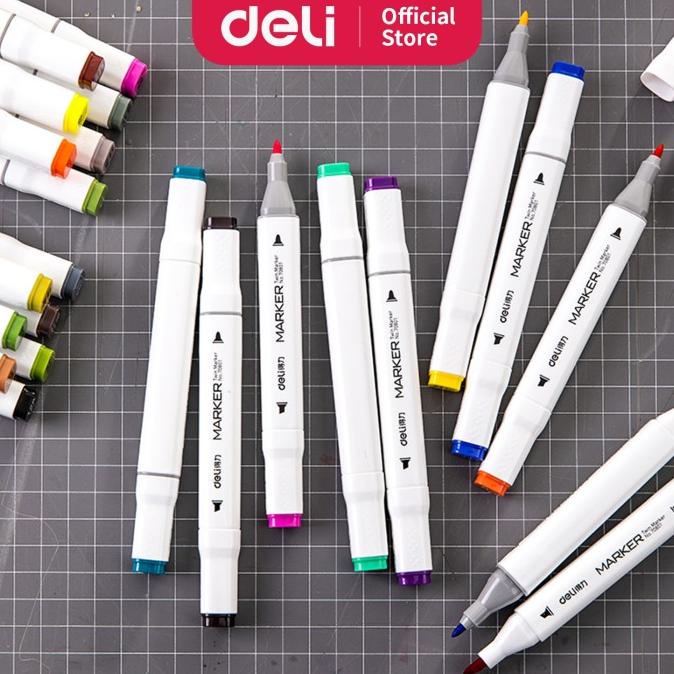 

Deli spidol 60warna dengan ujung Tip ganda Desain profesional 70801-60