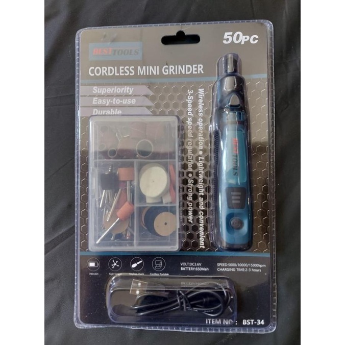 Ready stock] MESIN GERINDA MINI BATERAI TANPA KABEL CORDLESS MINI GRINDER BESTTOOLS