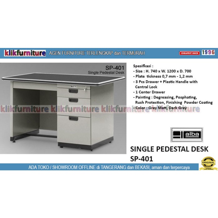Sp 401 Alba Meja Tulis Kantor Besi 1/2 Biro