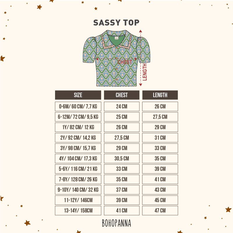Sassy Top Bohopanna B62 (CUTTING SMALL HARAP UPSIZE) / Atasan Anak Perempuan Katun