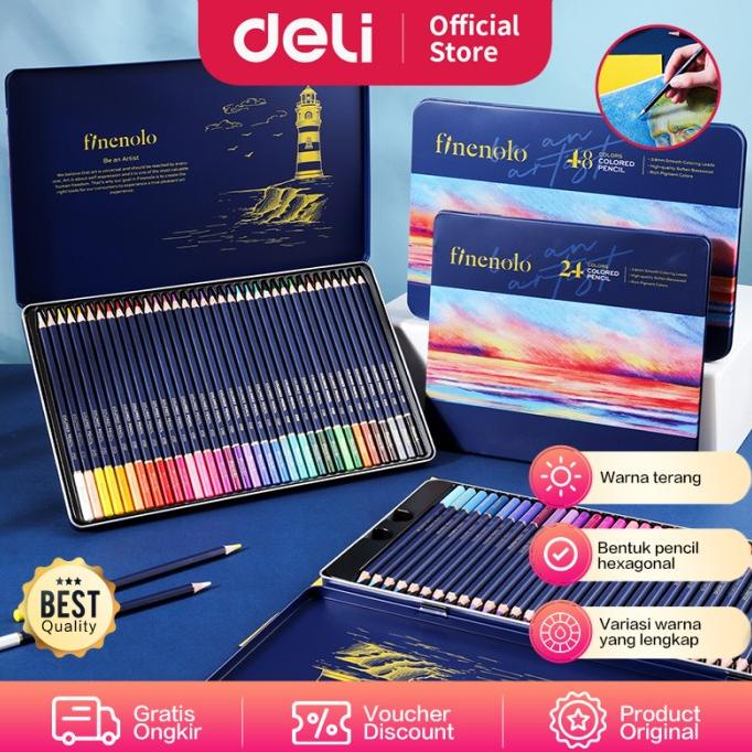 

Deli Colored Pencil Pensil Warna 24 36 48 72 Warna Hybrid Tech EC122