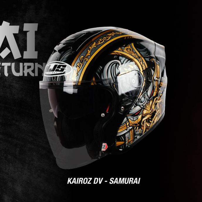 NJS KAIROZ DV Samurai Hitam Gloss/Doff - Helm Half face