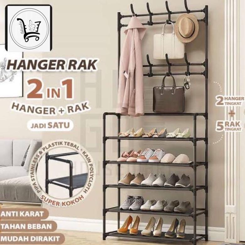PROMO MURAH [JR-06] RAK GANTUNGAN BAJU HANGER SERBAGUNA TAS STAND HANGER RAK SEPATU PENYIMPANAN TOPI