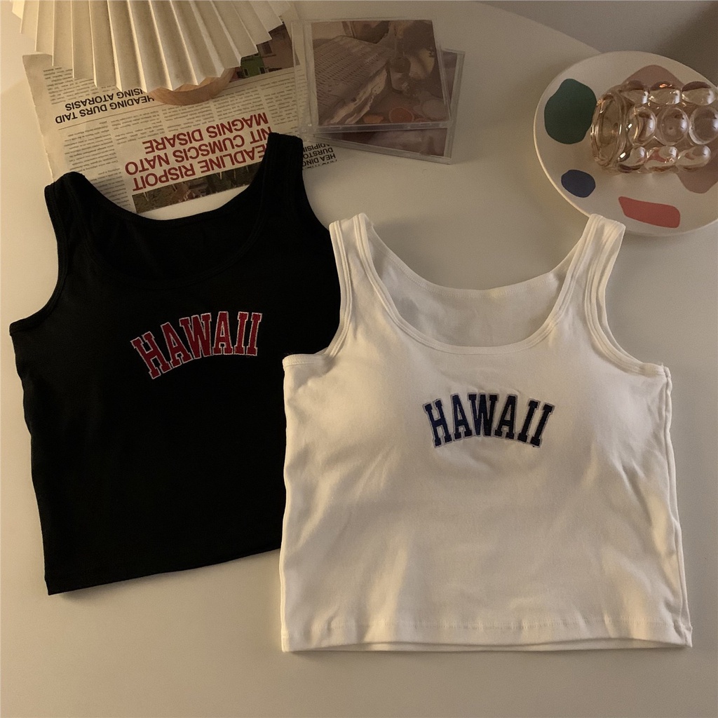 Red Hot girl letter bordir kamisol dalam wanita musim panas dengan bantalan dada olahraga tube top outer memakai short top ins