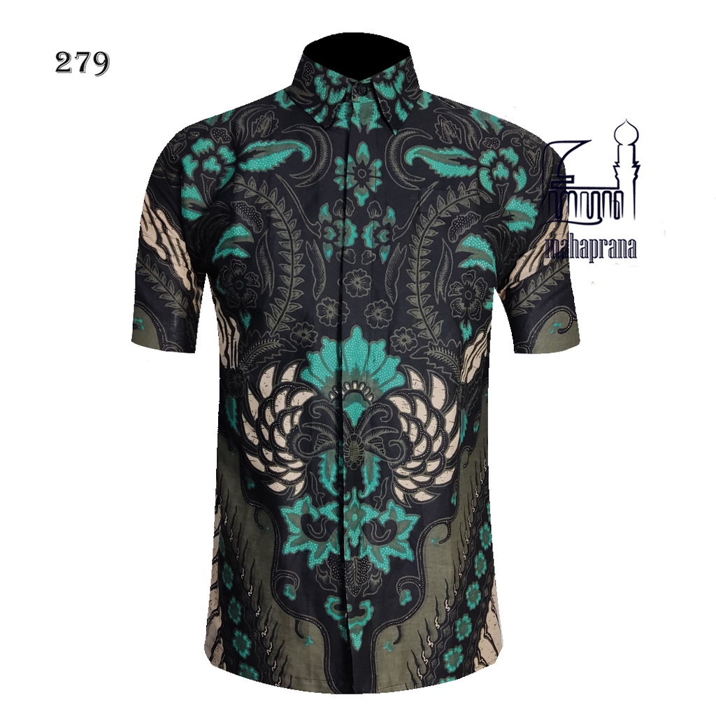 BATIK MAHAPRANA Atasan Kemeja Batik Pria Lengan Pendek Full Furing MHP-279-PENDEK