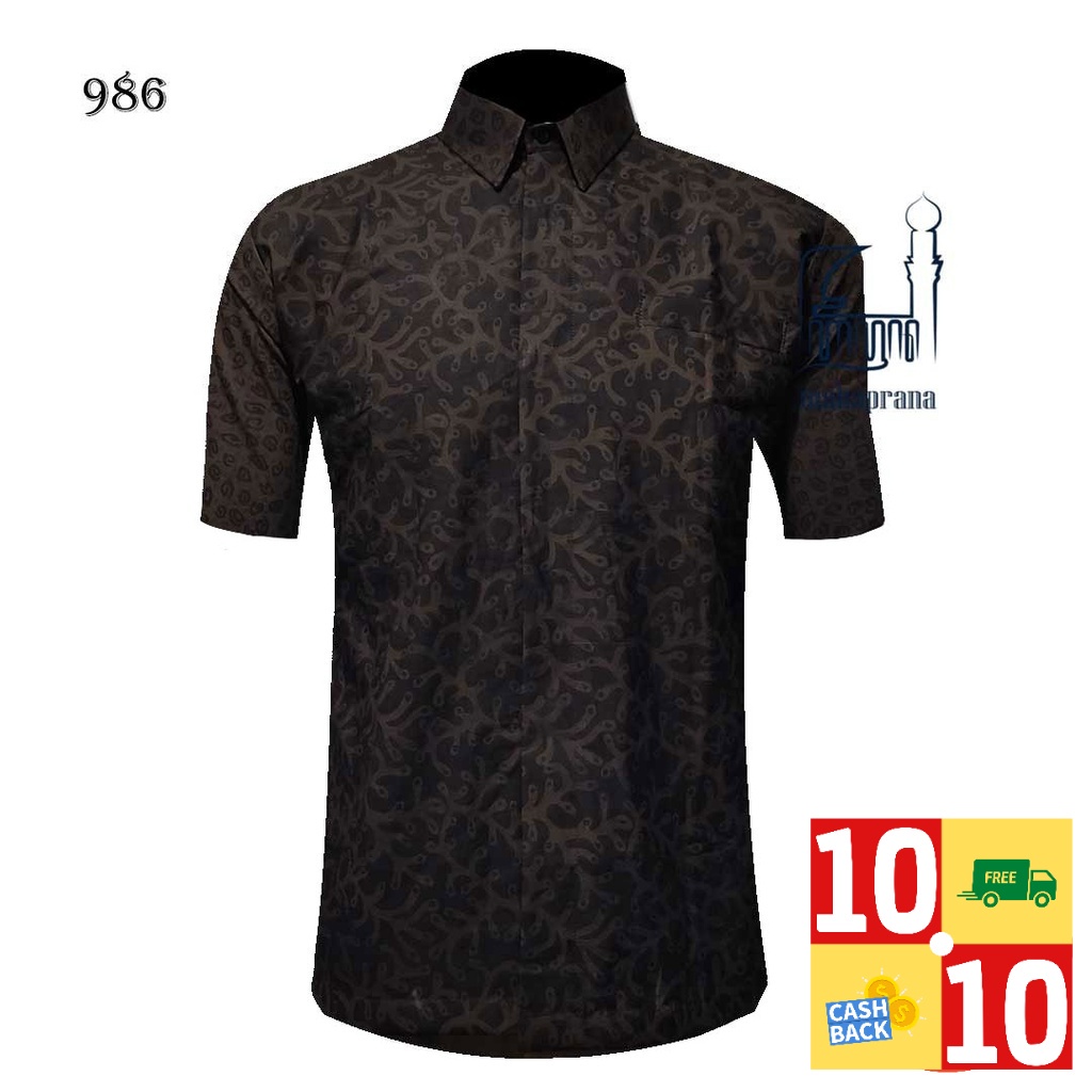 BATIK MAHAPRANA Kemeja Batik Pria Slimfit Premium MHPP-986-PENDEK