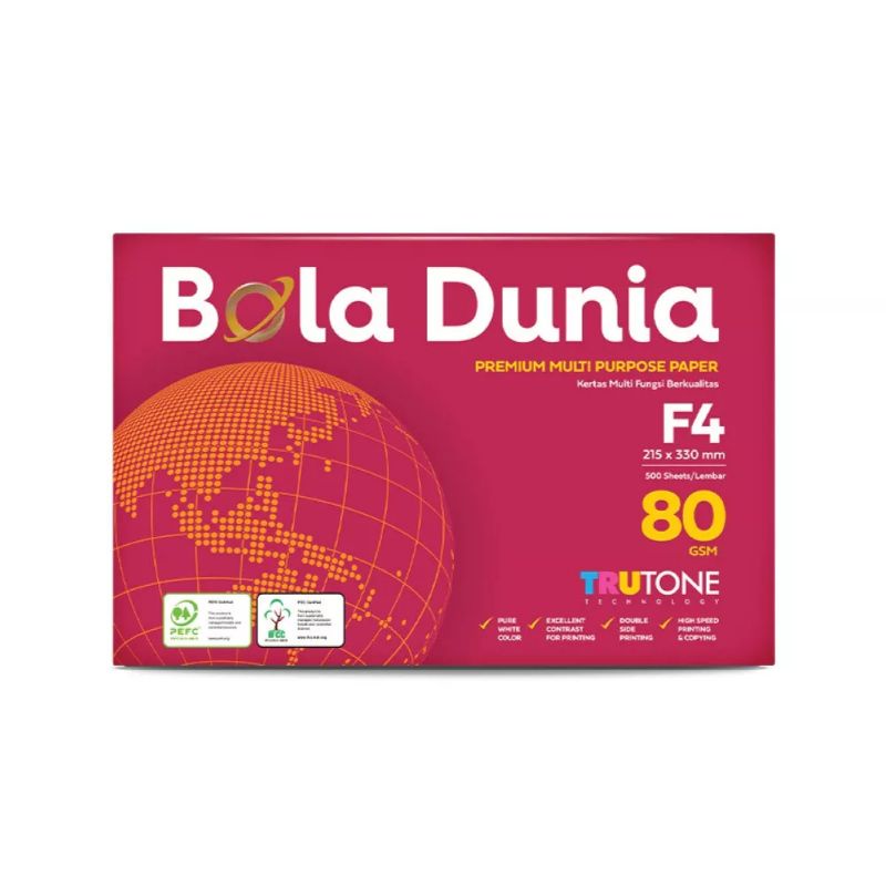 

Kertas F4 Folio 80 Gram Bola Dunia 1 Kg (200 Lembar)