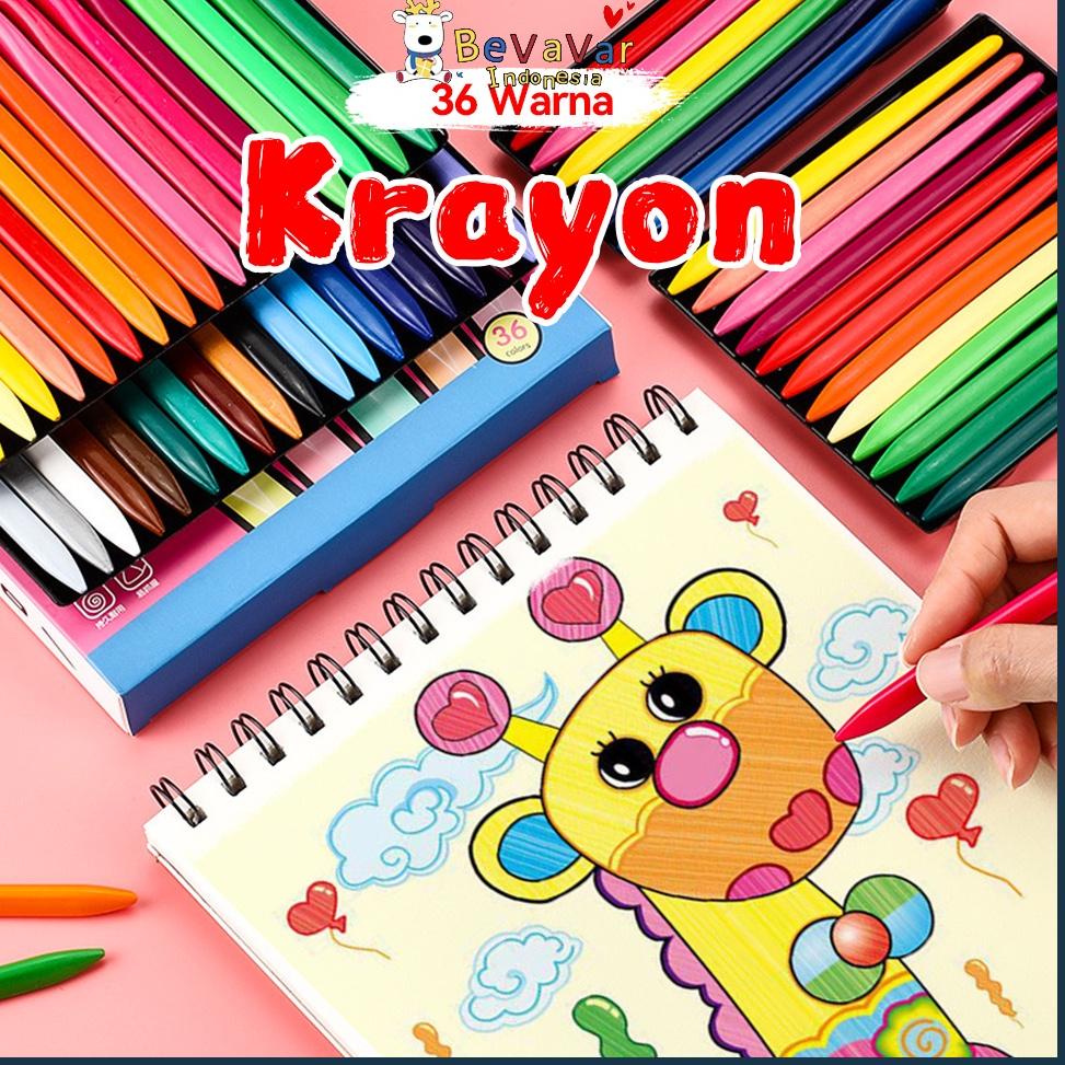 

DISKON !!! 24/36 Warna crayon lab Anti Kotor krayon set Non Toxic [KODE 08]