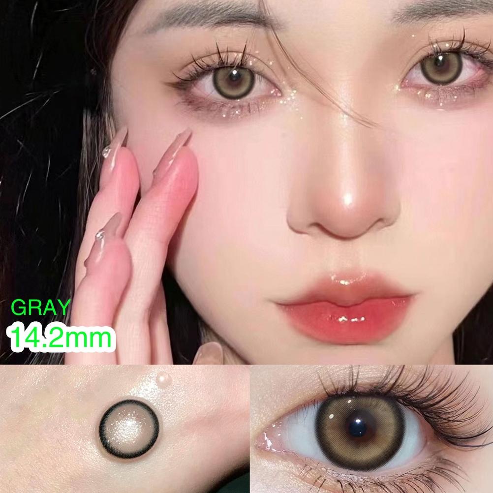 Kekinian 1 pasang lensa kontak warna diameter 14.2MM softlens soflen soflens softlens grey softlens 