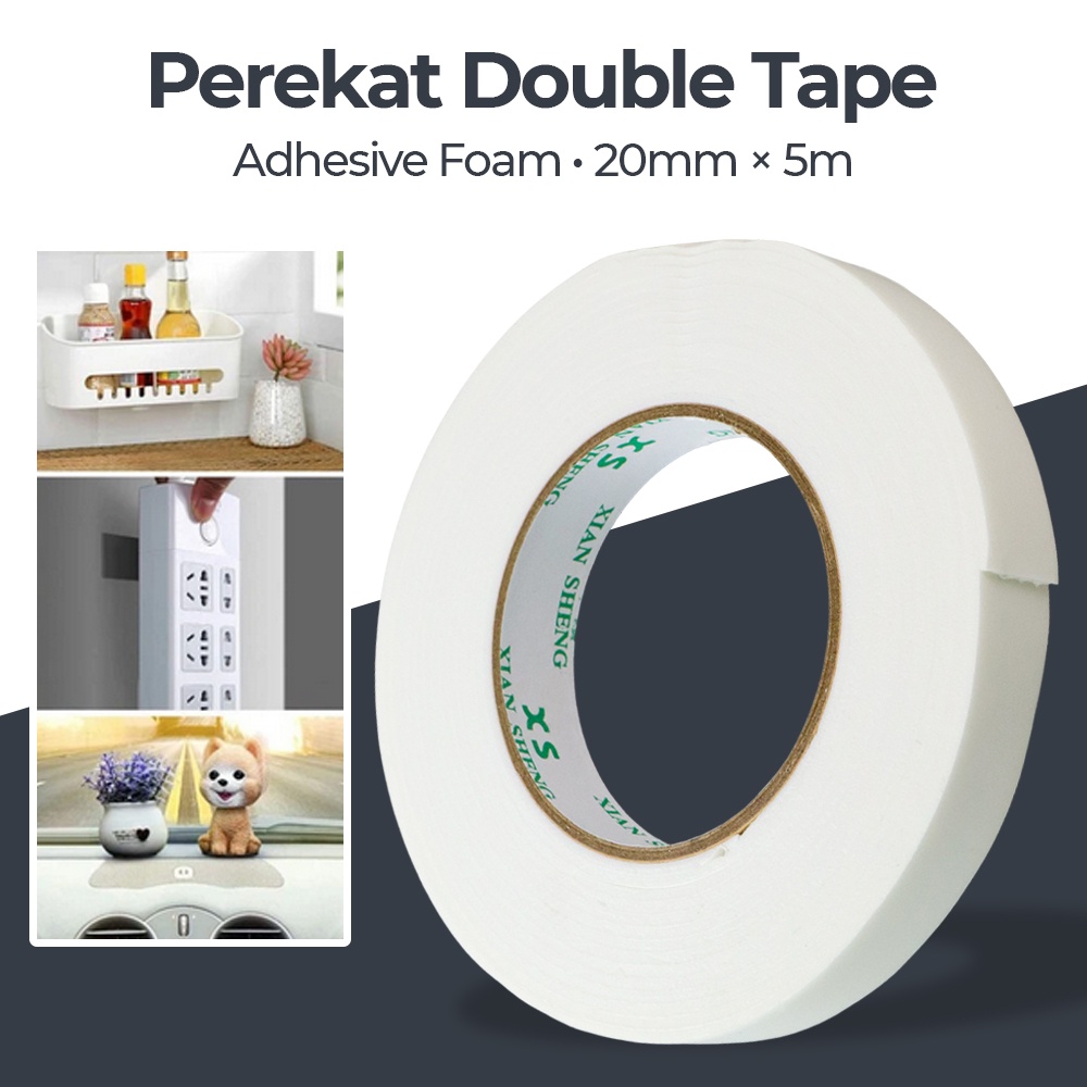 

Perekat Double Tape Adhesive No Trace Sticker 20 mmx5 m - White