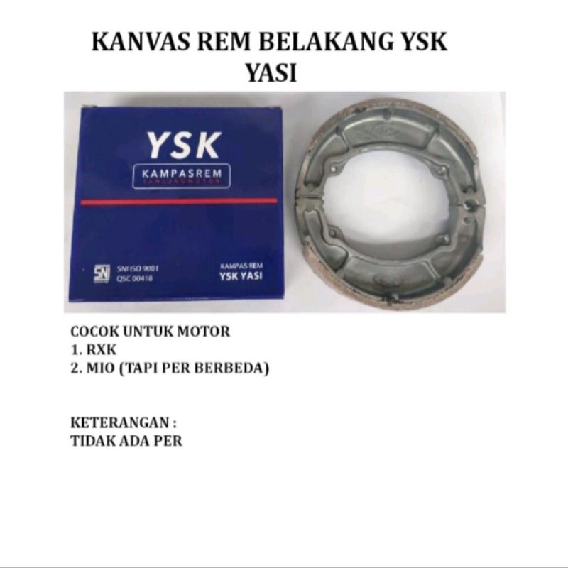 kampas rem belakang ysk yasi RX king