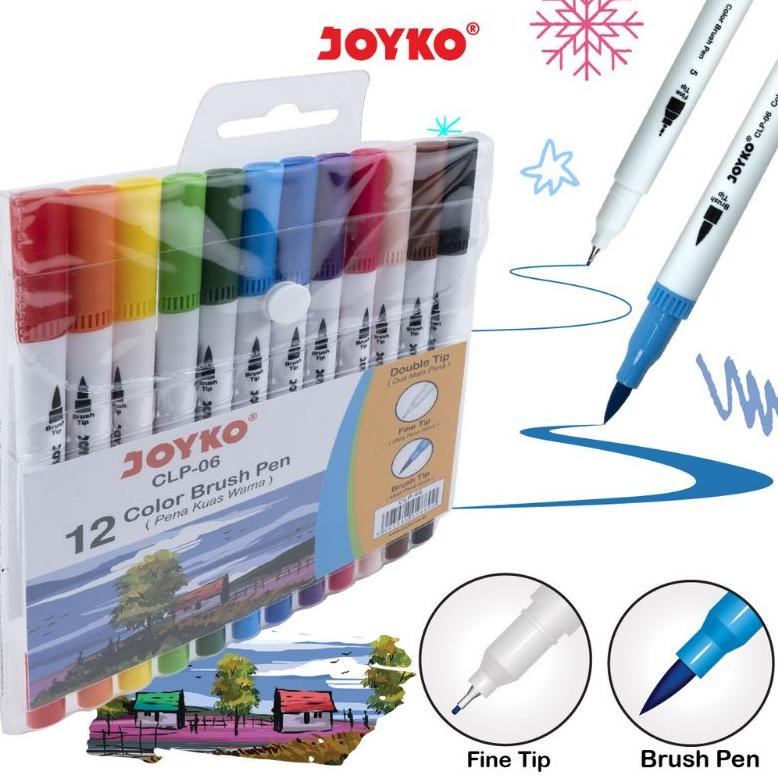 

[KODE AHQBR] Pulpen Kuas Warna Joyko/Color Brush Pen CLP-06 12 Warna