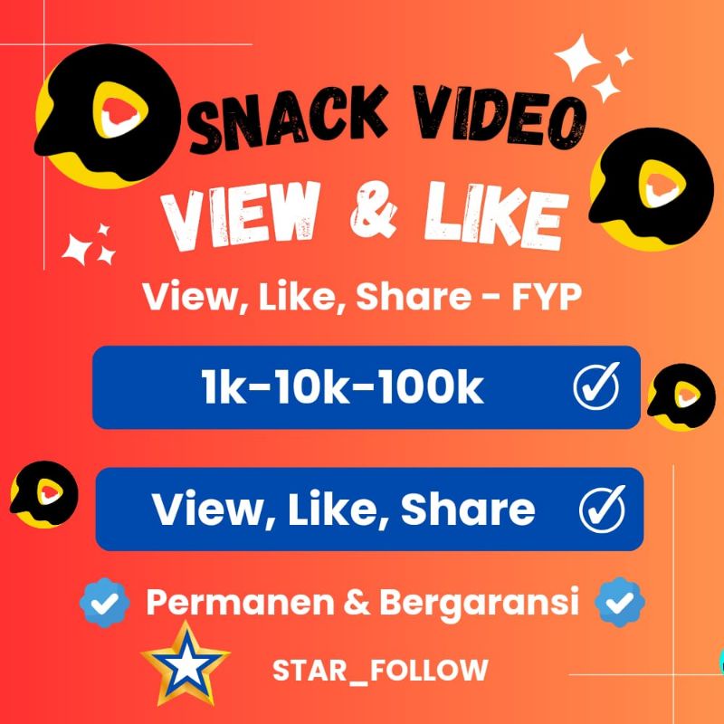 [BIG SELLER]  Tambah View - Like - Share Snack video No Drop