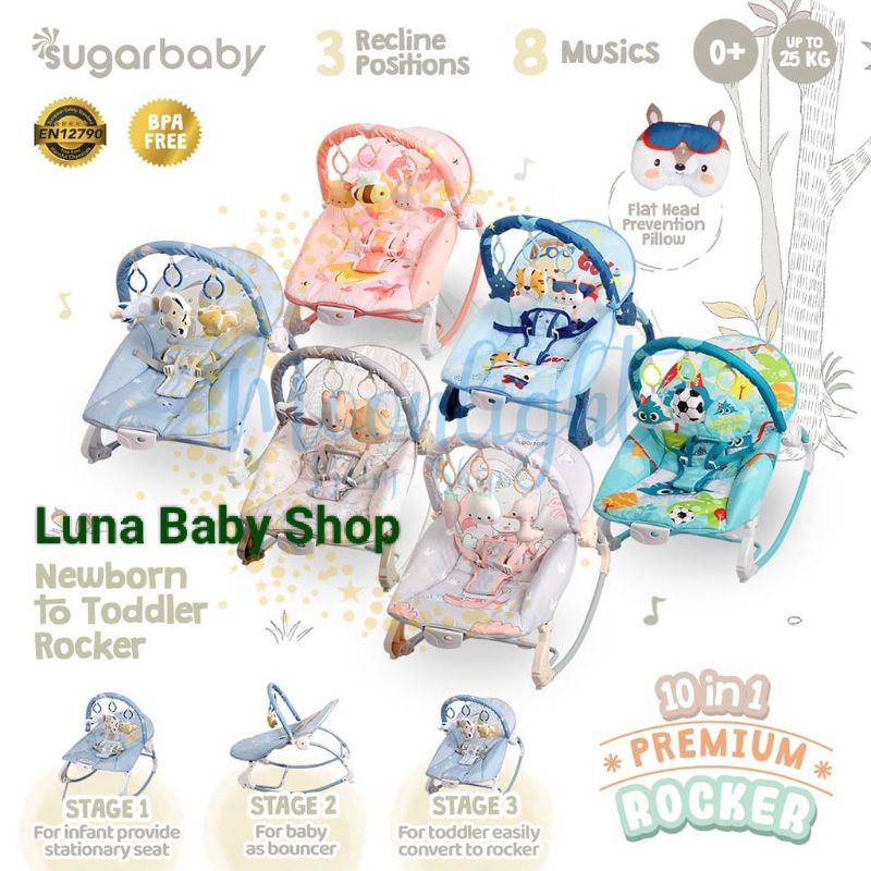 Sugar Baby Bouncer 10in1 Premium Rocker/Kursi Goyang