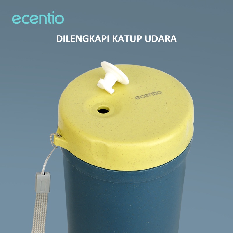 ecentio Tempat Sup Jerami Gandum Cangkir sup Kotak makan sup Dengan Sendok Anti Tumpah mug mini 350ml BPA free