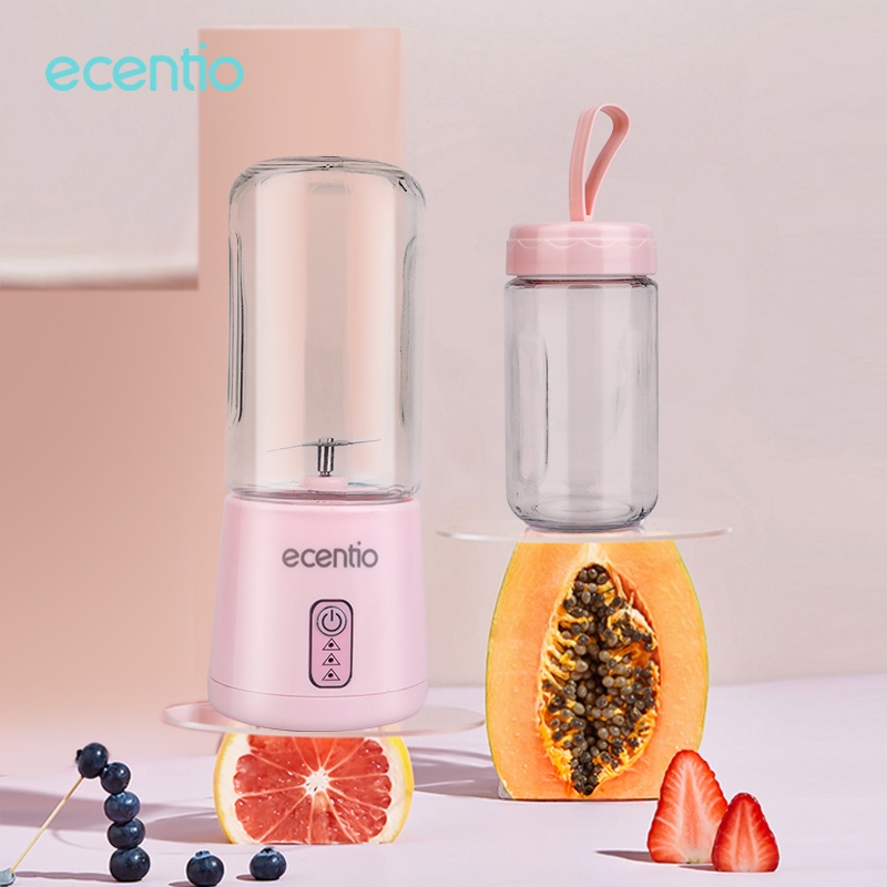 ecentio 600ml 2 botol Kaca Blender cangkir ganda Mini Juicer/4 mata pisau 2 botol Juicer cup portable