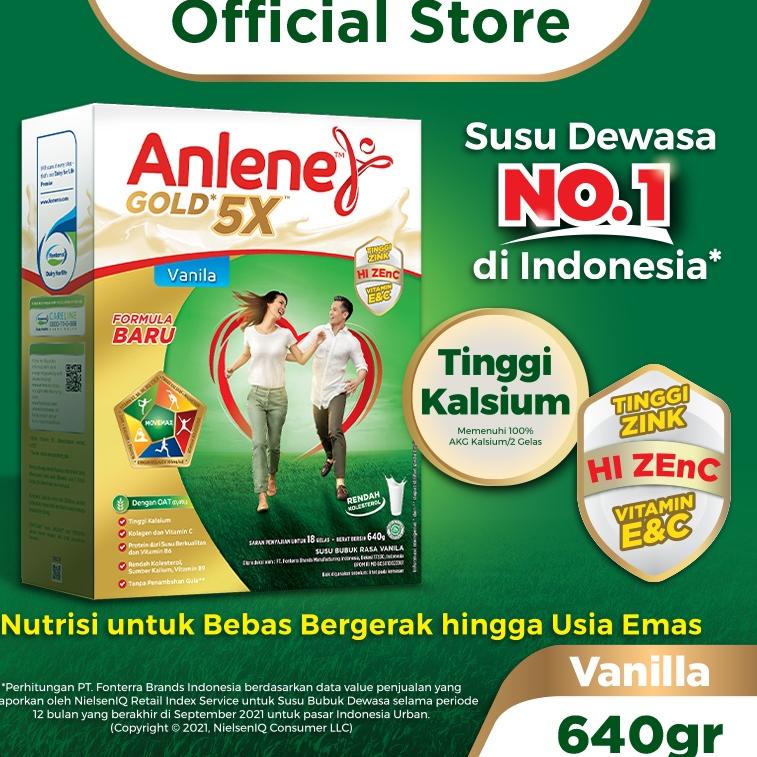 

[DISCOUNT !!] Anlene Gold 5X Susu Bubuk Dewasa Vanila 640g - Nutrisi Tinggi Kalsium Untuk Tulang, Sendi, dan Otot [KODE 12]