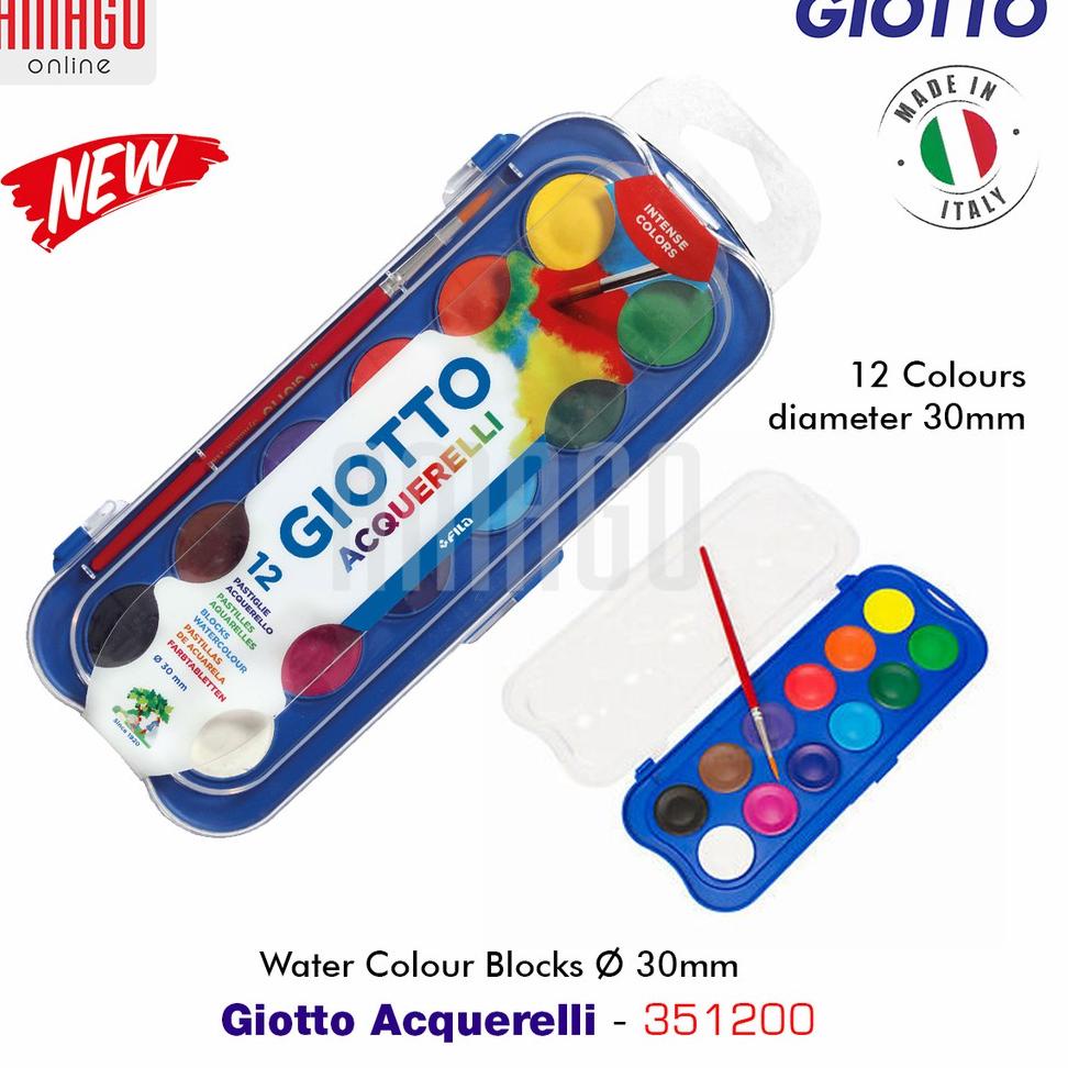 

[SHOPEE] GIOTTO WATER COLOUR BLOCKS - 12 COLORS - 30 MM - 351200 [KODE ]