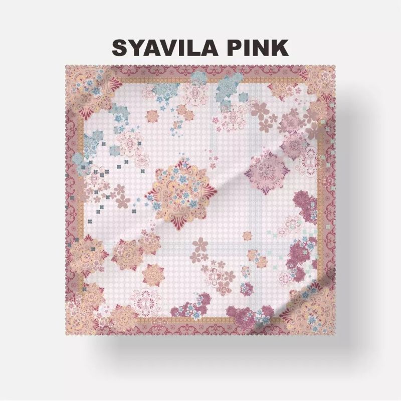 Syavila pink - Hijab custom nama logo brand sendiri bahan voal premium jilbab kerudung voal motif pr
