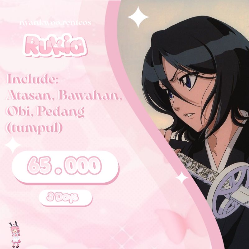 RENTAL COSPLAY ANIME RUKIA KUCHIKI BLEACH + PEDANG