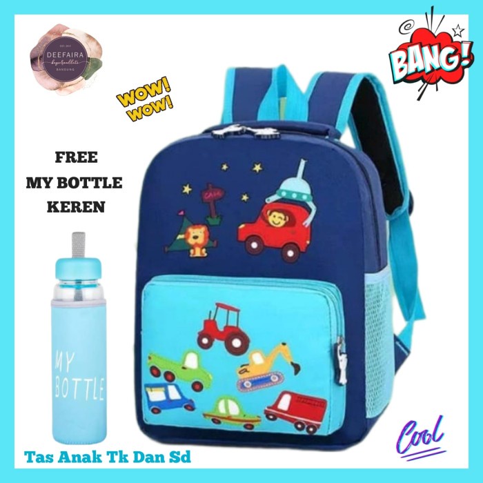 Tas Anak Laki Laki Tk Paud Sd Motif C4R Nq Free Botol Minum Biru Muda E1A9 Kekinian branded Terlaris