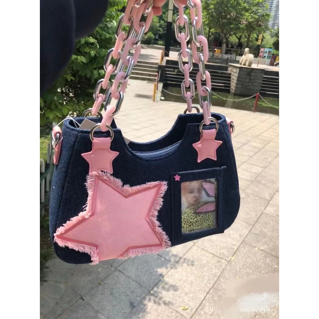 [✅BISA COD] #Sisjuly# Tas bahu Y2K wanita / tas selempang bahu denim retro y2k baru / tas tangan wan