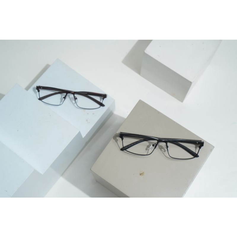 Frame Kacamata Sporty Pria Minus Photocromic Korea Bluechromic Kacamata Kotak Besi Anti Radiasi