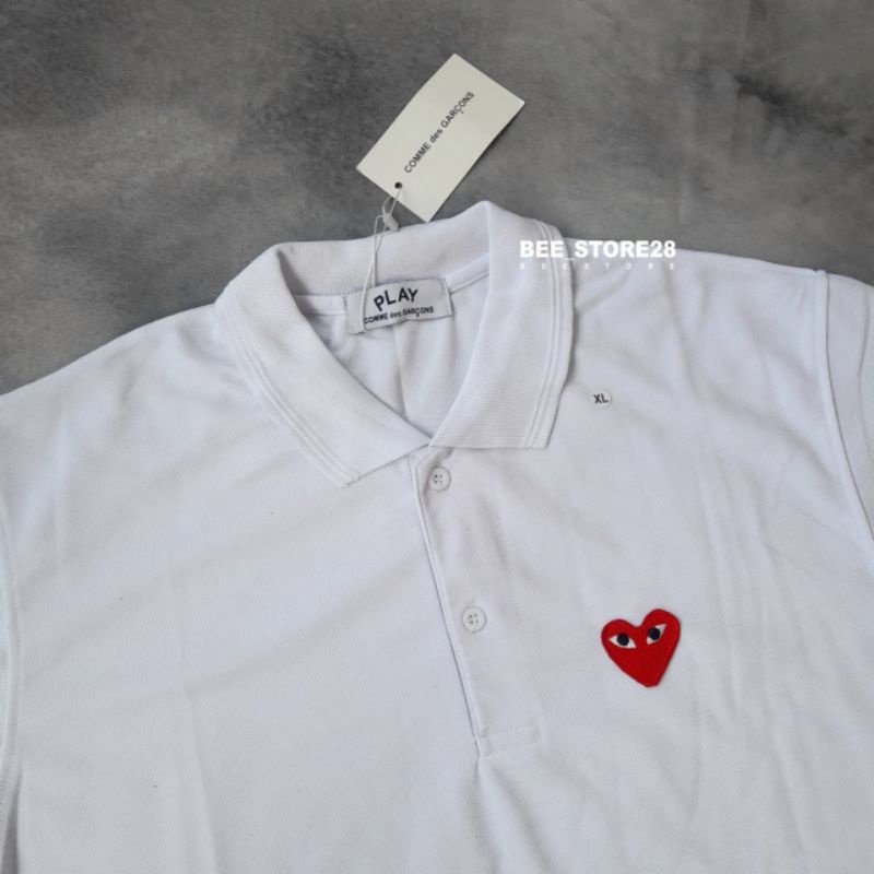 KAOS KERAH POLO SHIRT PLAY CDG BORDIR PREMIUM MIRROR