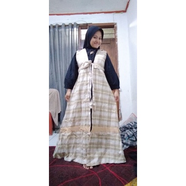 Outer Long Dress Kotak Kotak