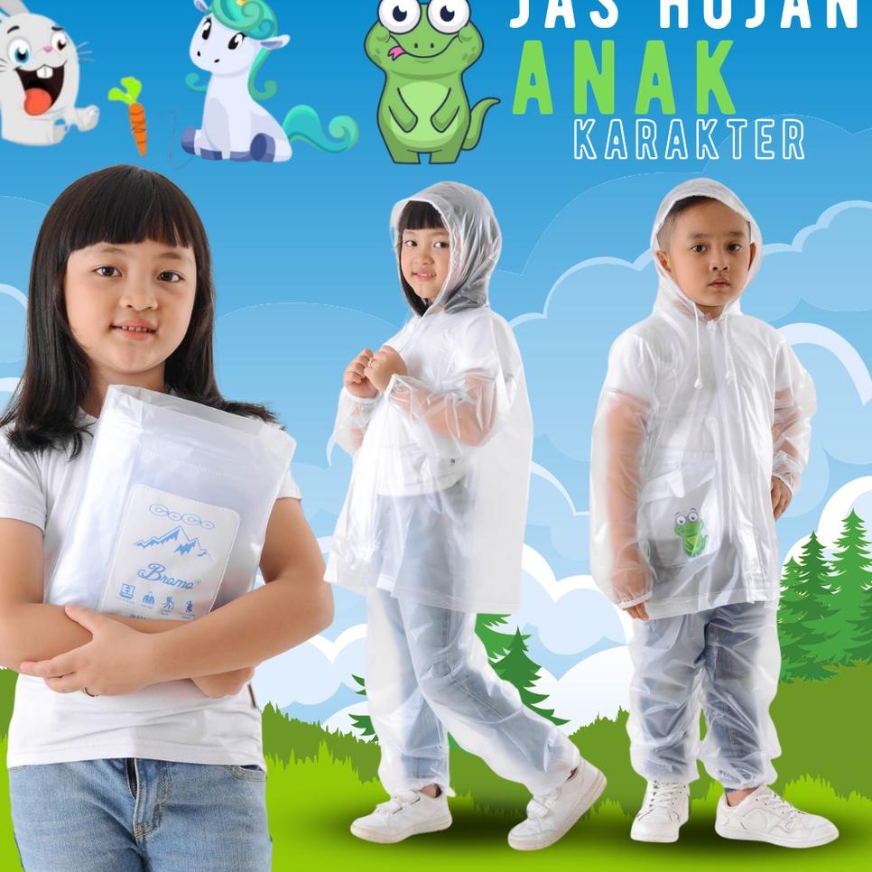Terbagus.. Jas Hujan Anak Setelan Umur 5 sampai 10 Tahun Bening Mantel Bromo COCO Karakter Anak Mant