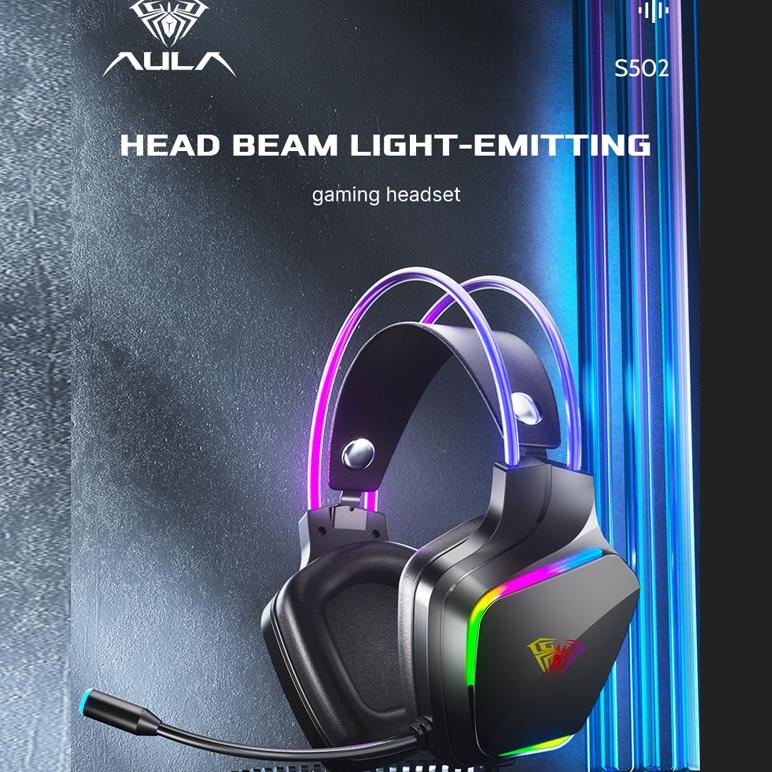 Headset Gaming Aula S502 Usb Streamer Light Rgb Running - Headset - Headphone - Headset Game - Heads
