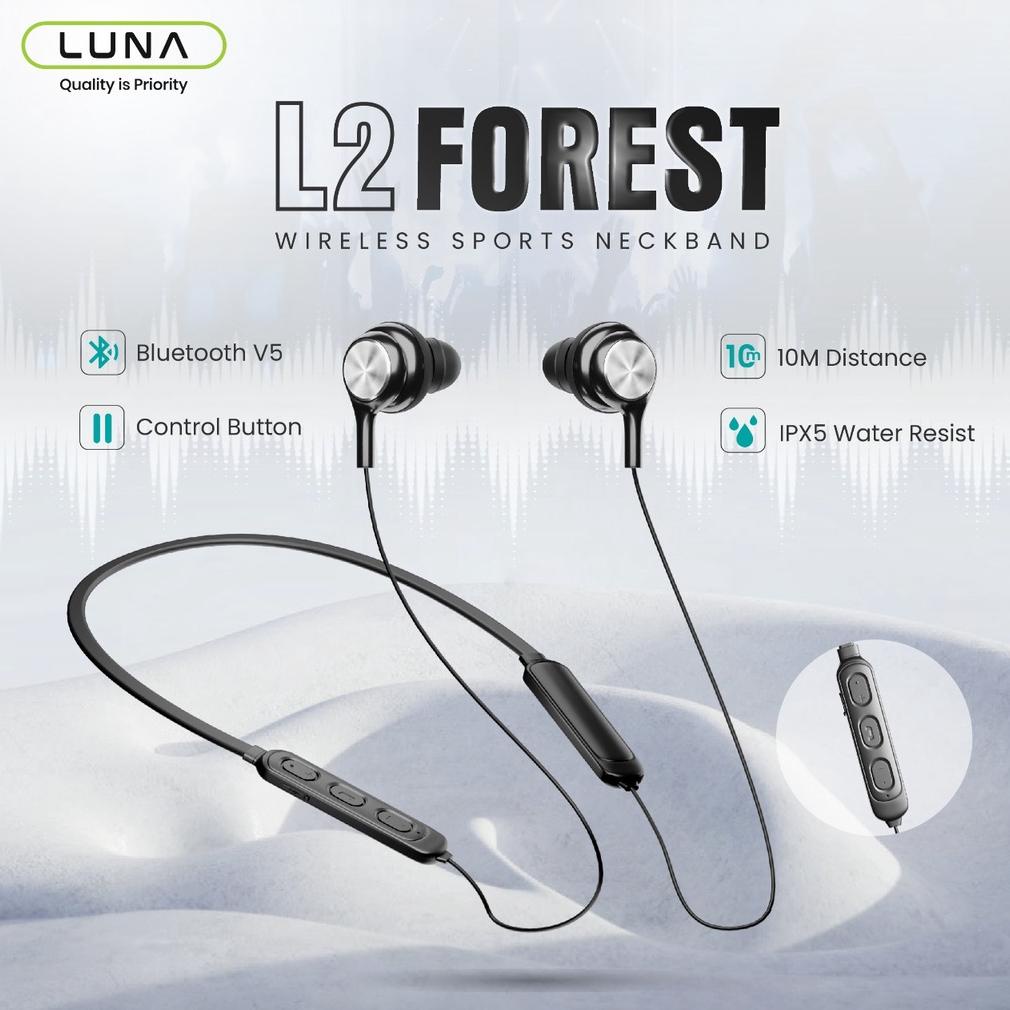 Luna Earphone Wireless Bluetooth Neckband Magnetic Earbuds For Music Outdoor Sports Pd-L2