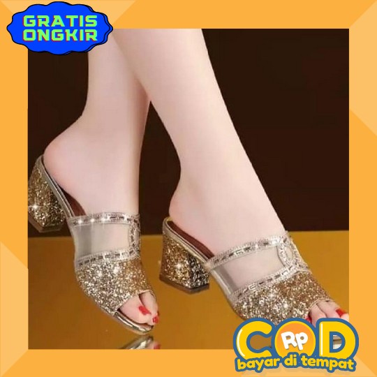 Model Terbaru Korea Hak Tahu Remaja Jumbo Hils Kaca 5Cm Murah Hels Wisuda Elegan Premium Heals Wanit