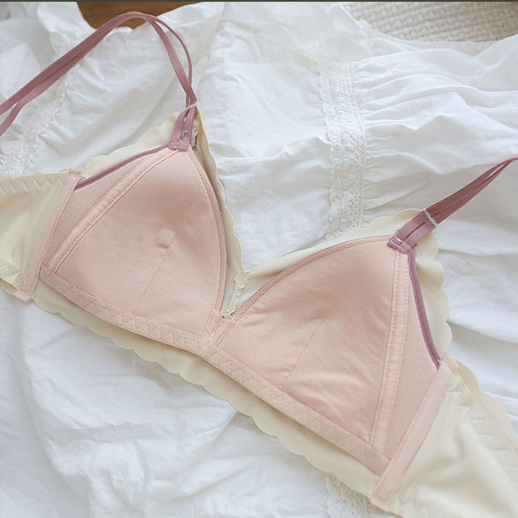 Bagian tipis bra bahan dalam wanita bahan dalam yang nyaman ramah kulit cincin non-baja dada kecil b