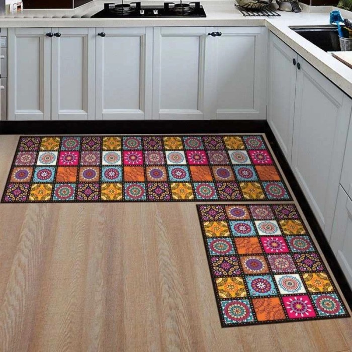 Keset Kamar Mandi Karpet Alas Lantai Rumah Unik Anti Slip Motif 2, 40 x 120cm Z4D4 Kaki Tebal Toilet