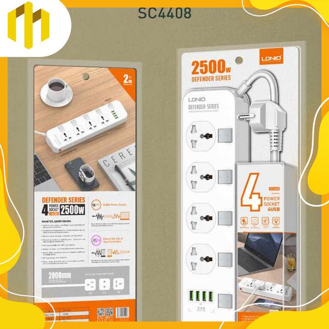 Ldnio Sc4408 Stop Kontak Colokan Listrik Universal & Usb Fast Charger