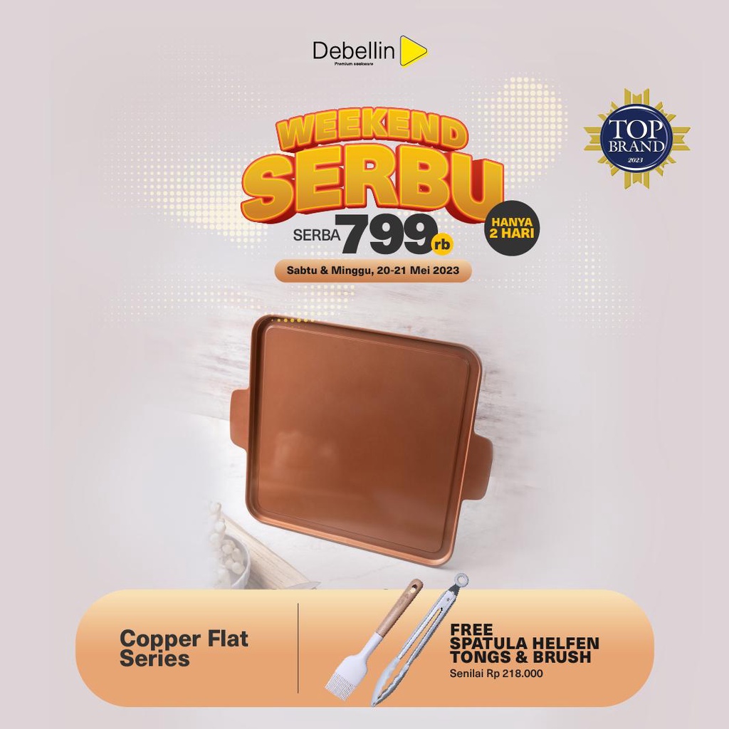 Debellin Copper Grill Flat Series Anti Lengket Atau Pemanggang Bbq