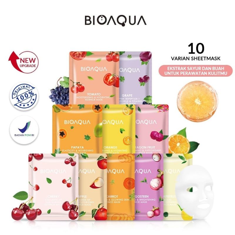 TAFBABY - BIOAQUA Sheet Mask Vegetables and Fruits 25gr  BPOM - Masker Wajah Bio Aqua