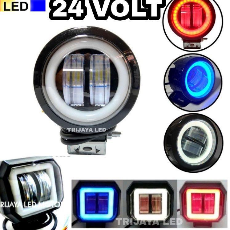 ❋Yls Lampu Tembak Sorot 24 Volt LED CWL Daymaker Mini 2 Mata 4D Bar CREE Angel Devil Eye Lens Motor 